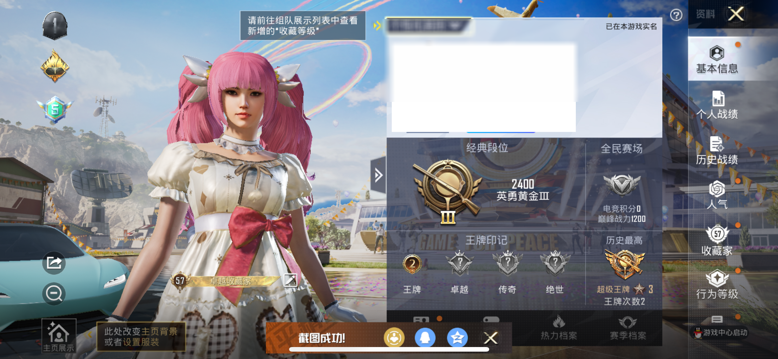 和平精英【苹果QQ】相思残雪,宝贝奶油派,竞技,手-可二次-14粉装-6特效