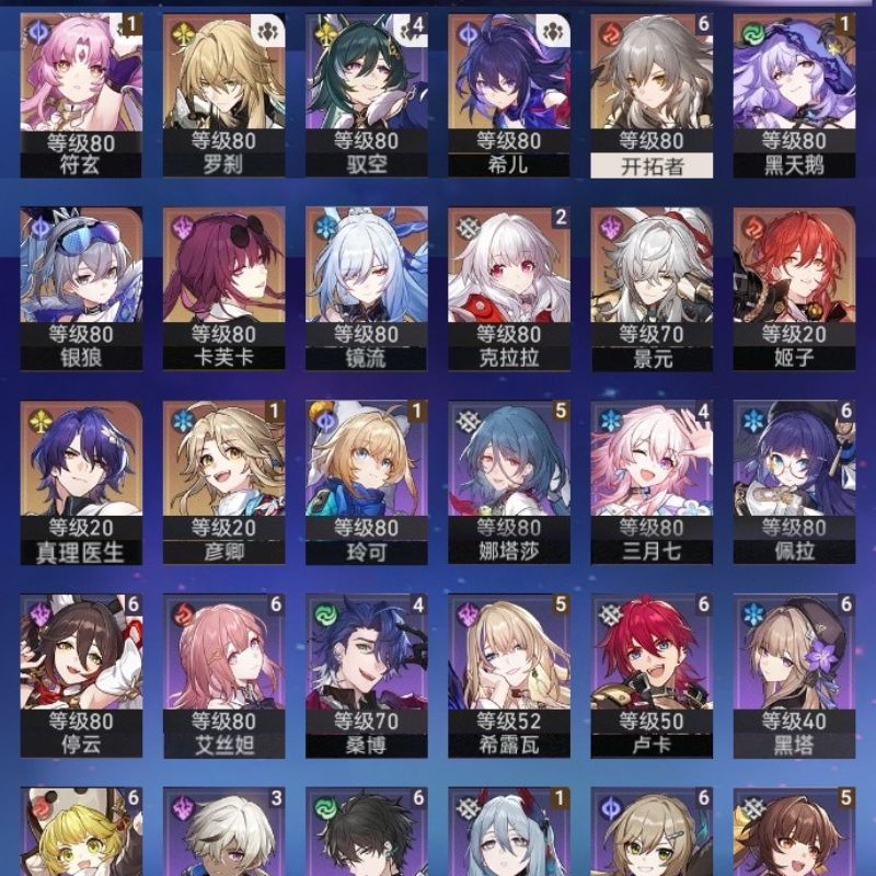 崩壞：星穹鐵道【安卓官方】總金30金1+1符玄 希兒銀狼花火都有專 1命黑天鵝鏡流羅剎卡媽景元真理配隊(duì)多專多x638