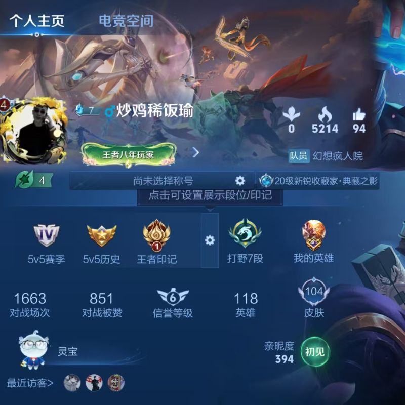 王者荣耀【安卓QQ】荣耀典藏1 传说皮肤2  皮肤数量104 英雄118
