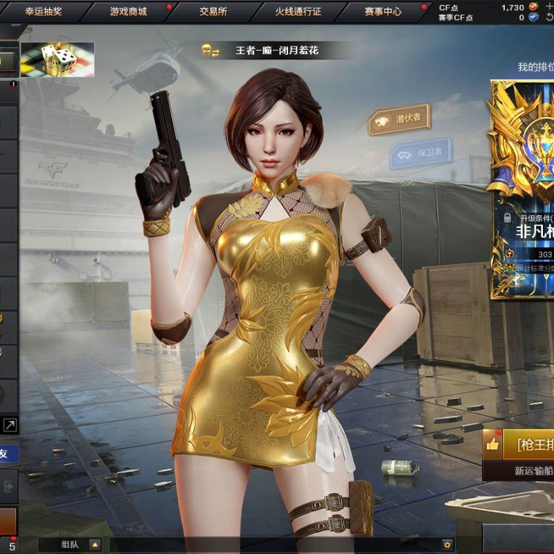 穿越火线（CF）【端游】11王者武器 3炫金武器 75V武器 1V角色 10皮肤 可排位