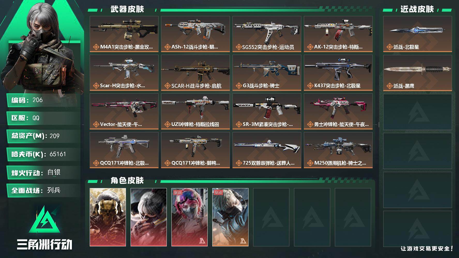 65161k哈伏币-182m流动资产-60烽火等级-白银-21战场等级-列兵