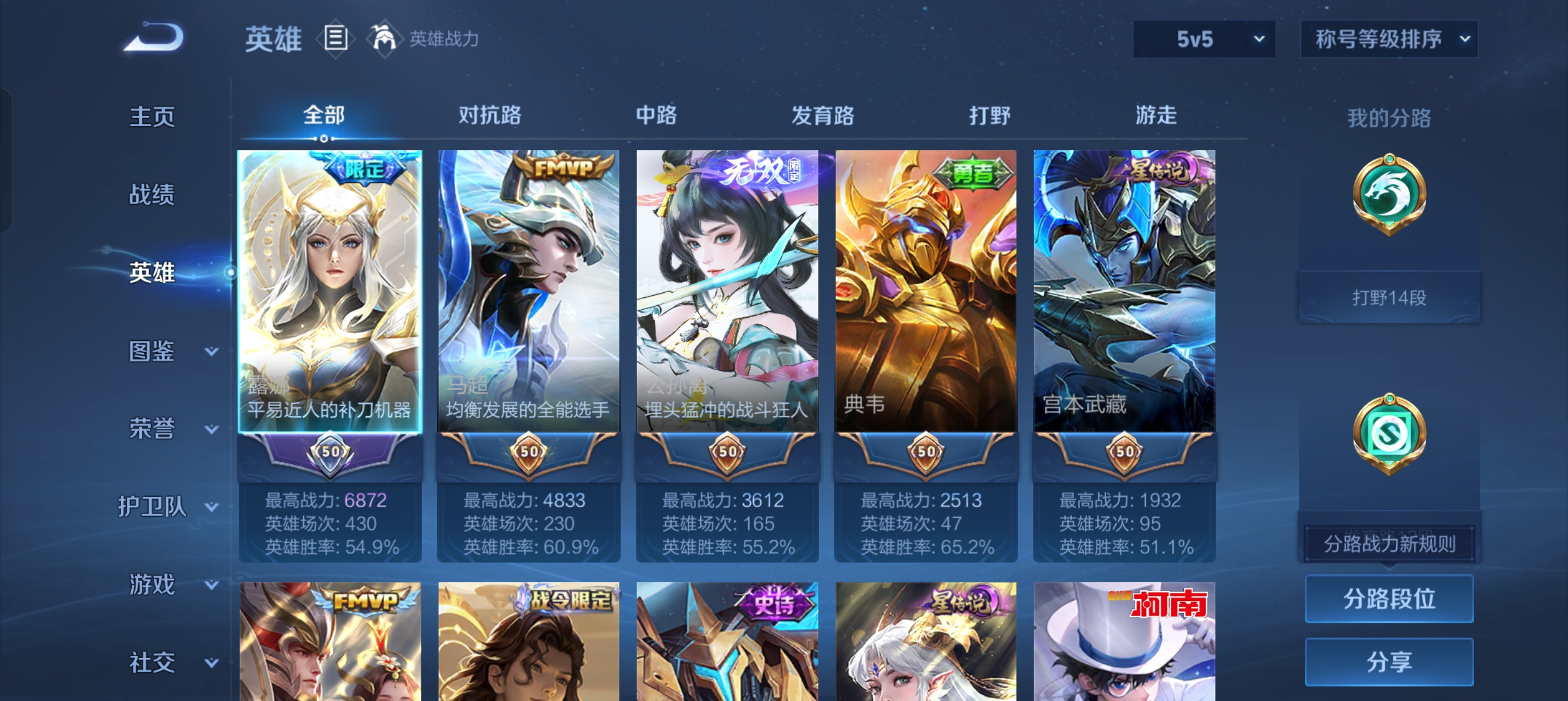 王者荣耀【安卓QQ】KF19226【1市标 2星传-幽冥之眼/金色仲夏夜 13按键】【段位以实际上号